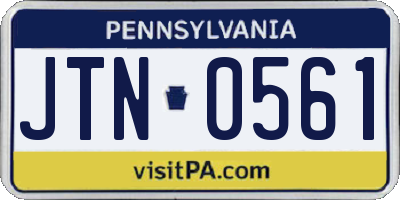 PA license plate JTN0561