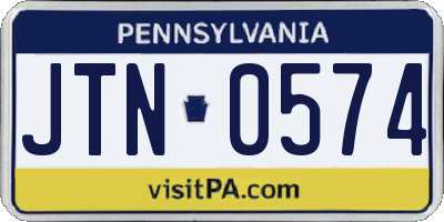 PA license plate JTN0574