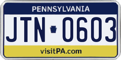 PA license plate JTN0603