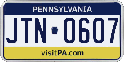 PA license plate JTN0607