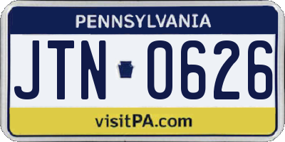 PA license plate JTN0626