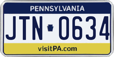 PA license plate JTN0634
