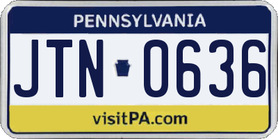 PA license plate JTN0636