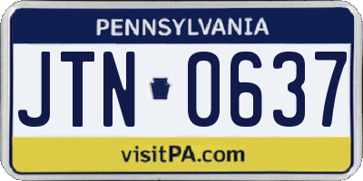PA license plate JTN0637