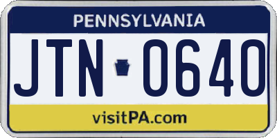 PA license plate JTN0640