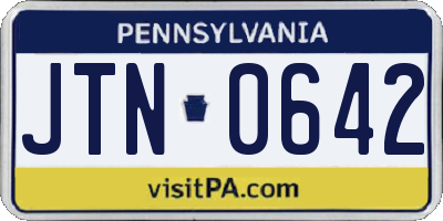 PA license plate JTN0642