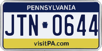 PA license plate JTN0644