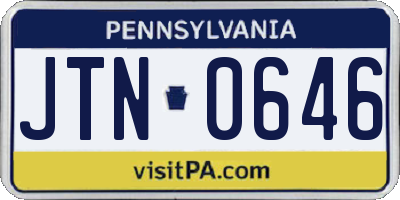 PA license plate JTN0646