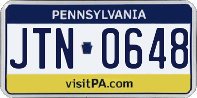 PA license plate JTN0648