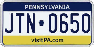 PA license plate JTN0650