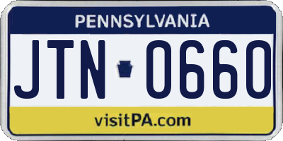 PA license plate JTN0660