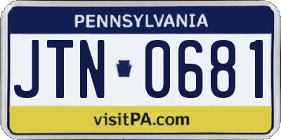 PA license plate JTN0681