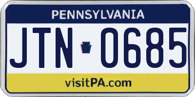 PA license plate JTN0685