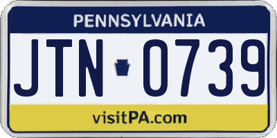 PA license plate JTN0739