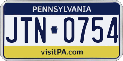 PA license plate JTN0754