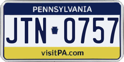 PA license plate JTN0757