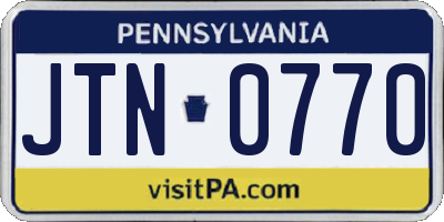 PA license plate JTN0770