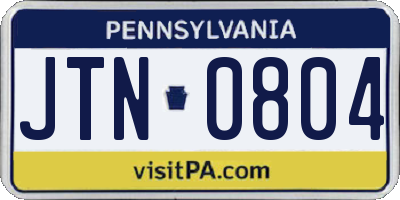 PA license plate JTN0804