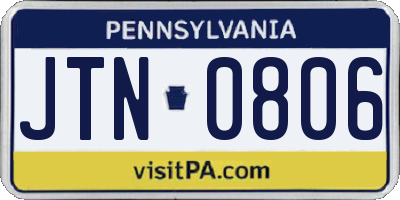 PA license plate JTN0806