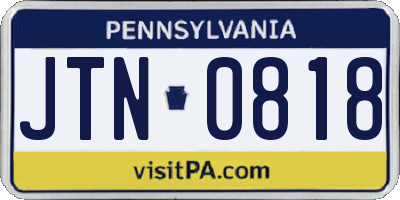 PA license plate JTN0818