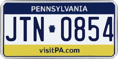 PA license plate JTN0854