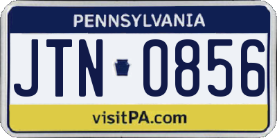PA license plate JTN0856