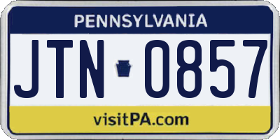 PA license plate JTN0857