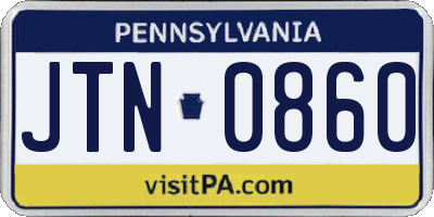 PA license plate JTN0860