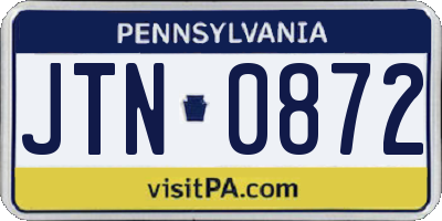 PA license plate JTN0872
