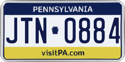 PA license plate JTN0884