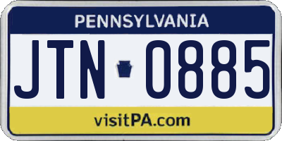PA license plate JTN0885
