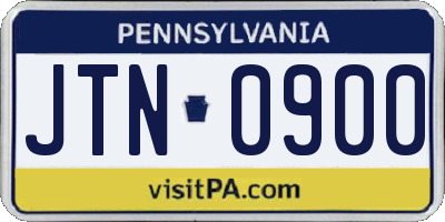 PA license plate JTN0900