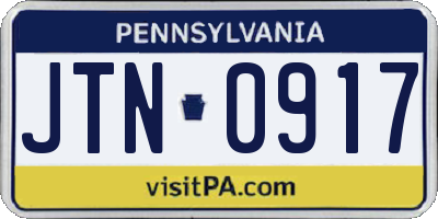 PA license plate JTN0917