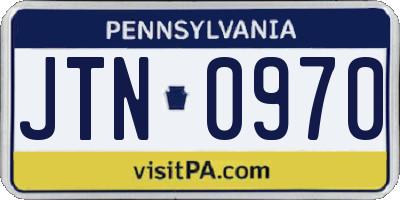 PA license plate JTN0970