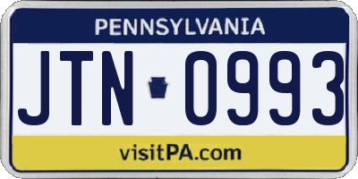 PA license plate JTN0993
