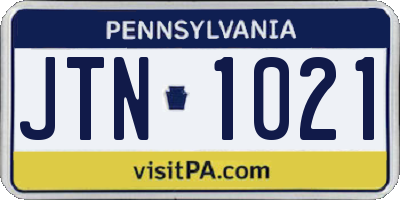 PA license plate JTN1021