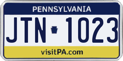 PA license plate JTN1023