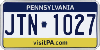 PA license plate JTN1027