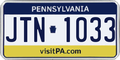 PA license plate JTN1033