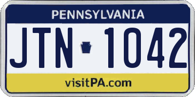 PA license plate JTN1042