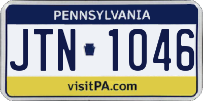 PA license plate JTN1046