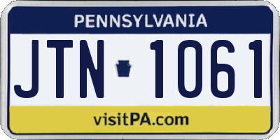 PA license plate JTN1061