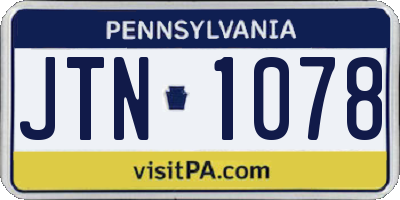 PA license plate JTN1078