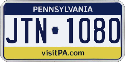 PA license plate JTN1080