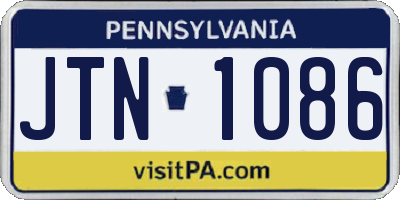 PA license plate JTN1086