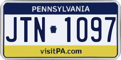 PA license plate JTN1097