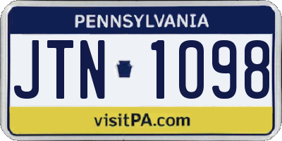 PA license plate JTN1098