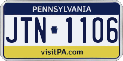 PA license plate JTN1106