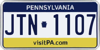 PA license plate JTN1107