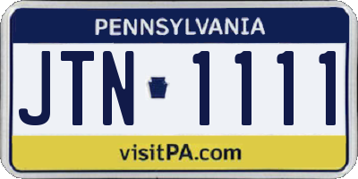 PA license plate JTN1111